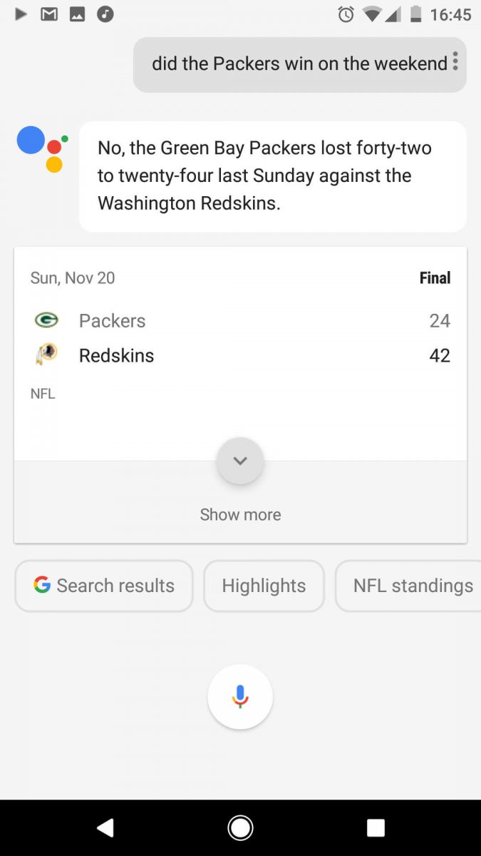 Google Assistant Sport