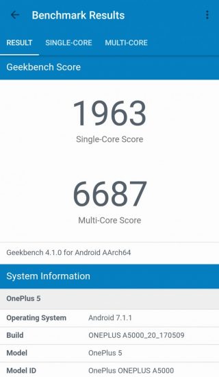 Resultados del One Plus 5